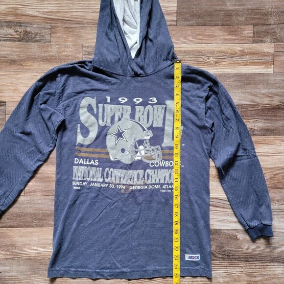 Vintage 1993 Dallas Cowboys Hoodie Boys XL Blue Long Sleeve Pullover Youth - Picture 2 of 10